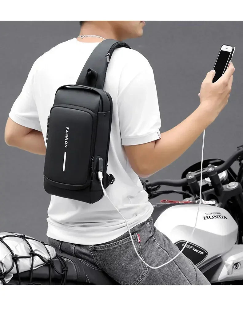 Anti-Theft Unisex Chest Bag with USB Charging – Crossbody Shoulder Sling Pack for Travel (2 Variants)