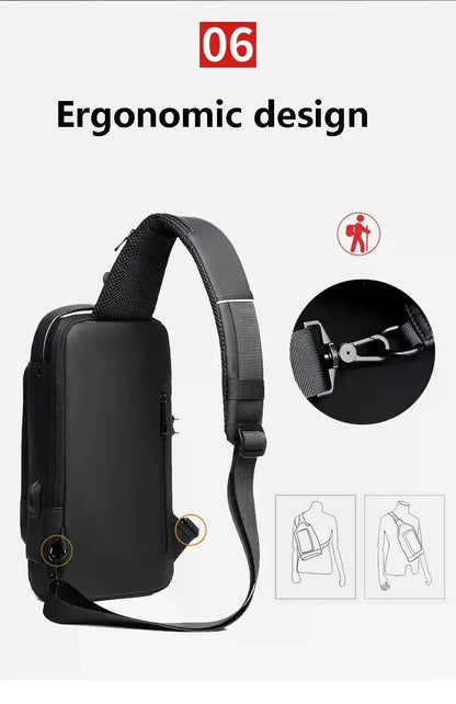 Anti-Theft Unisex Chest Bag with USB Charging – Crossbody Shoulder Sling Pack for Travel (2 Variants)
