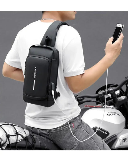 Anti-Theft Unisex Chest Bag with USB Charging – Crossbody Shoulder Sling Pack for Travel (2 Variants)
