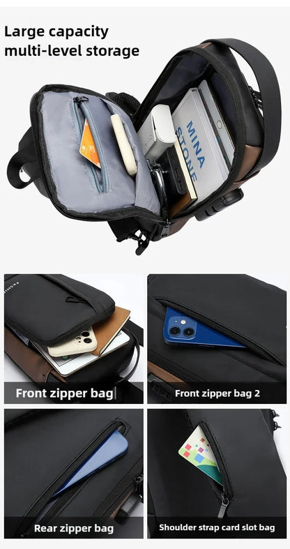 Anti-Theft Unisex Chest Bag with USB Charging – Crossbody Shoulder Sling Pack for Travel (2 Variants)