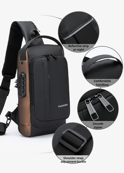 Anti-Theft Unisex Chest Bag with USB Charging – Crossbody Shoulder Sling Pack for Travel (2 Variants)