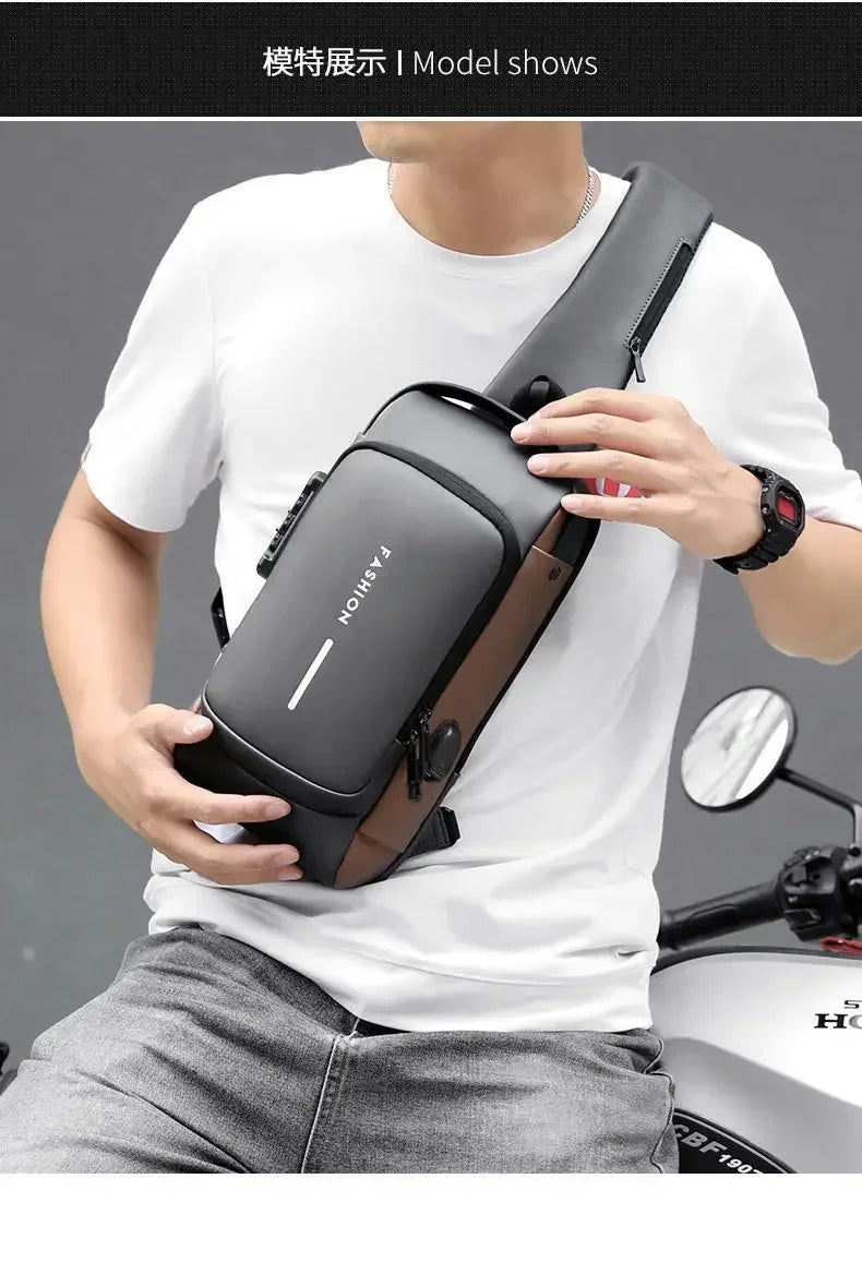 Anti-Theft Unisex Chest Bag with USB Charging – Crossbody Shoulder Sling Pack for Travel (2 Variants)