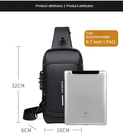 Anti-Theft Unisex Chest Bag with USB Charging – Crossbody Shoulder Sling Pack for Travel (2 Variants)