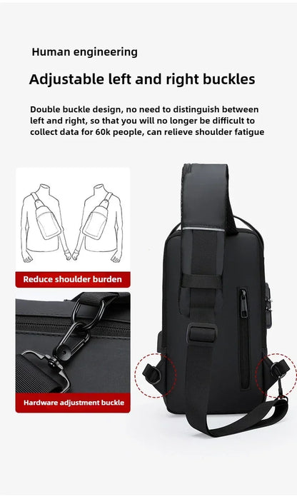 Anti-Theft Unisex Chest Bag with USB Charging – Crossbody Shoulder Sling Pack for Travel (2 Variants)