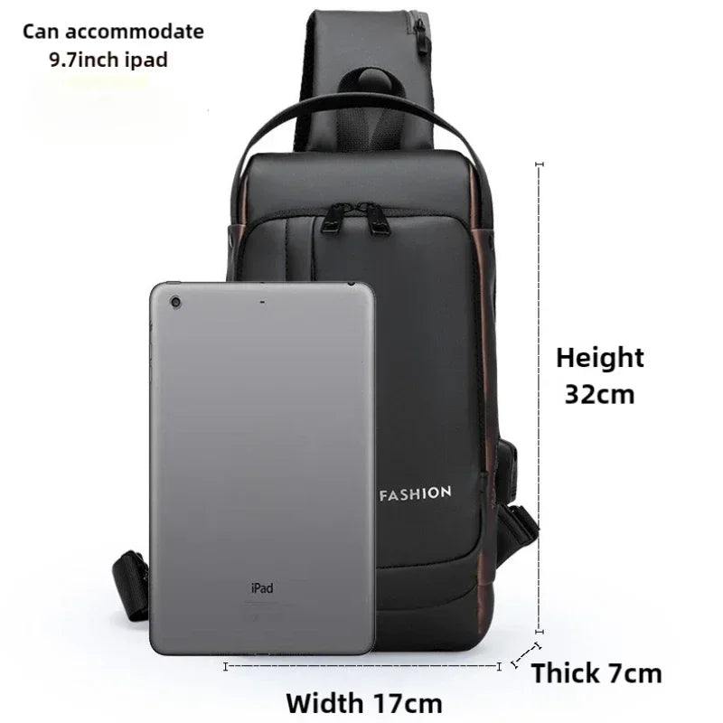 Anti-Theft Unisex Chest Bag with USB Charging – Crossbody Shoulder Sling Pack for Travel (2 Variants)