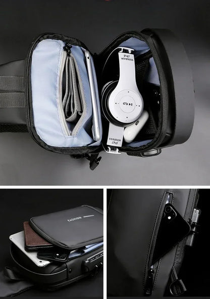 Anti-Theft Unisex Chest Bag with USB Charging – Crossbody Shoulder Sling Pack for Travel (2 Variants)