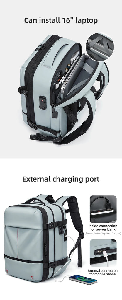 Premium Business & Travel Backpack – 40L Air Compression System, TSA Lock, Expandable & Waterproof